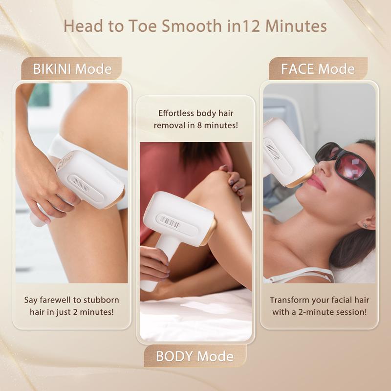 IPL At-Home Ice-cooling Laser Hair Removal Device,for Body, Face, Bikini Line, Legs, Armpit, Unlimited flashes, FDA Cleared ipl device