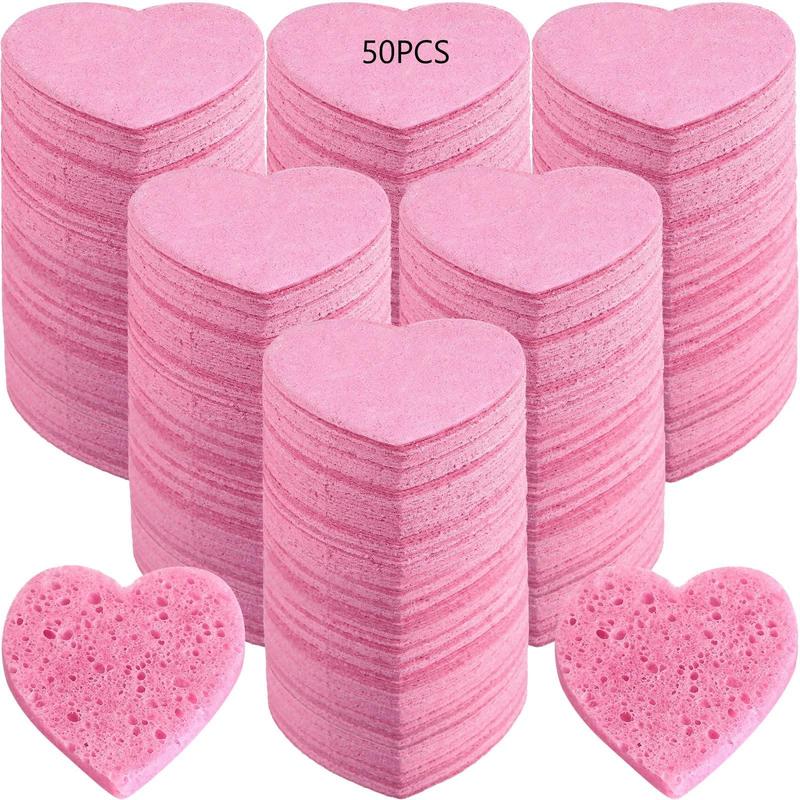 Heart Shaped Makeup Remover Pads, 50pcs set Disposable Makeup Remover Pads, Soft Makeup Remover Pads, Makeup Removal Pads, Facial Cleaning Pads