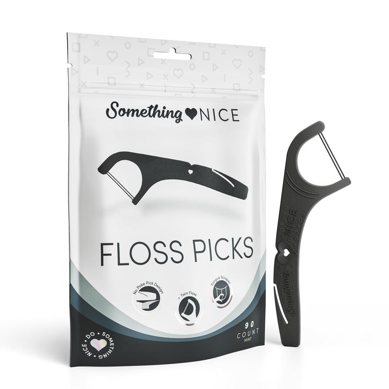 Floss Picks by Thebentist, with Twin Floss Strands, Mint Flavored, Xylitol Protection Boost, Tongue Scraper, and No-Poke Pick