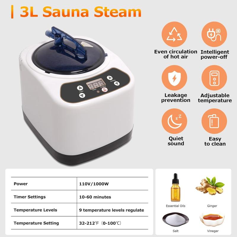 Slendor Portable Sauna, Steam Sauna for Home, Sauna Box with 3L Steamer, Sauna Tent with Folding Chair, Indoor Sauna with Remote Control, 9 Levels at Home Sauna, Portable Sauna 2.6’ X 2.6’ X 5.9’ Slendor