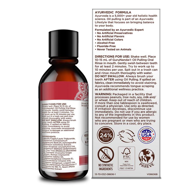 3oz Travel Pack - GuruNanda Coconut & Cinnamon Oil Pulling + Neem & Ashwagandha Oral Rinse Daily Gentle