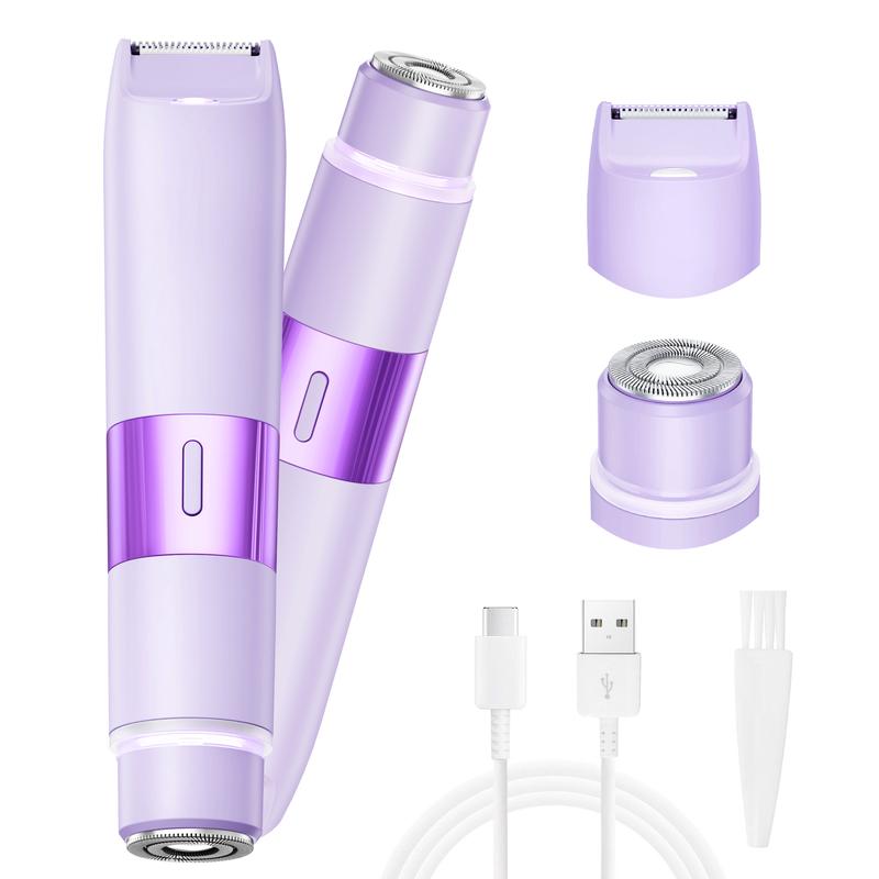 VOGCREST Dual Head Electric Shaver, 2 in 1 Women Bikini Trimmer Painless Electric Razor,Waterproof Body Hair Trimmer and Facial Hair Remover