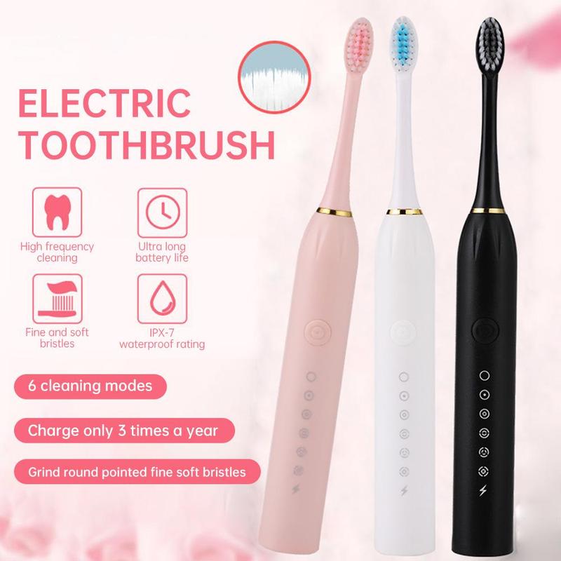 Electric Toothbrush Set, 1 Set Rechargeable Toothbrush & Replacement Brush Heads & USB Cable, Intelligent Deep Cleaning Toothbrushes for Adults, Gift for Christmas, Fall, Birthday Gifts, Winter Gift, Gift, Gender Neutral Hygiene Products, Christmas Gift