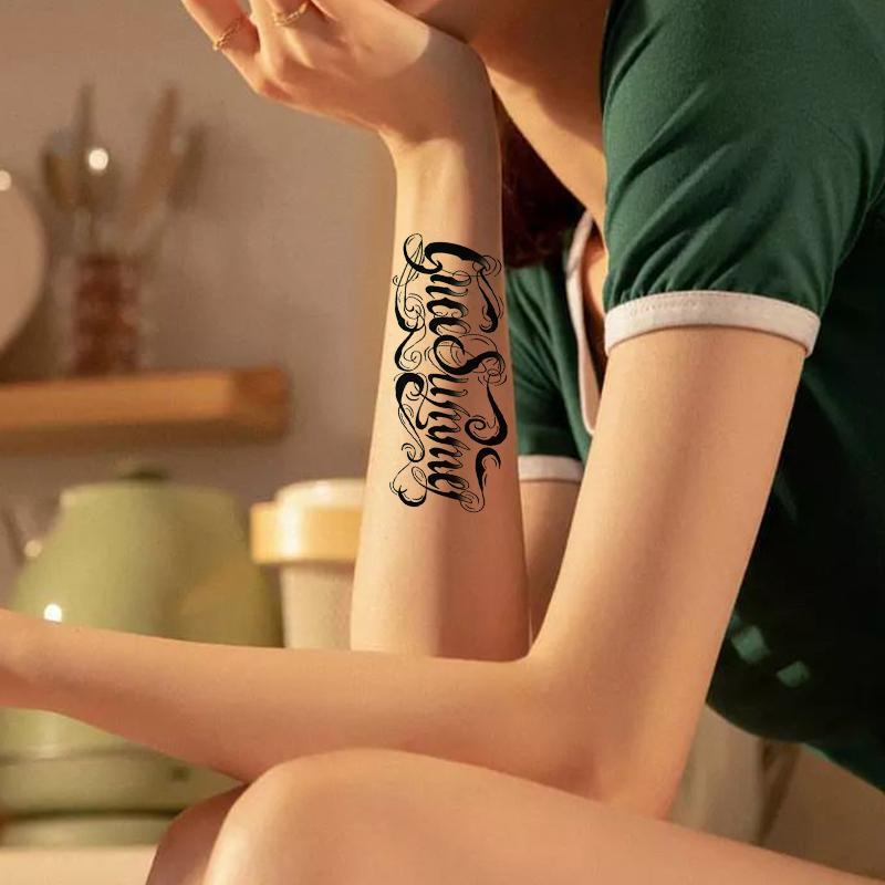 Letter Pattern Temporary Tattoo Sticker, 1 Count Body Art Sticker For Men & Women, Body Art Tattoo Sticker For Adults, Christmas Gift