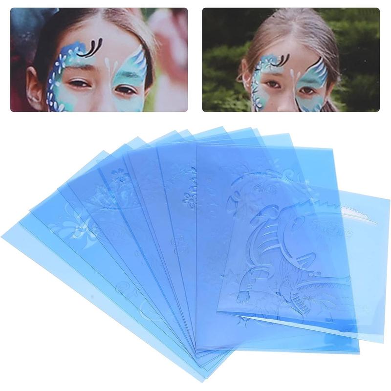 Face Paint Stencils, 12Pcs Reusable PET Face Painting Template Halloween DIY Facial Makeup Painting Stencils for Christmas Party Cosplay School Carnivals