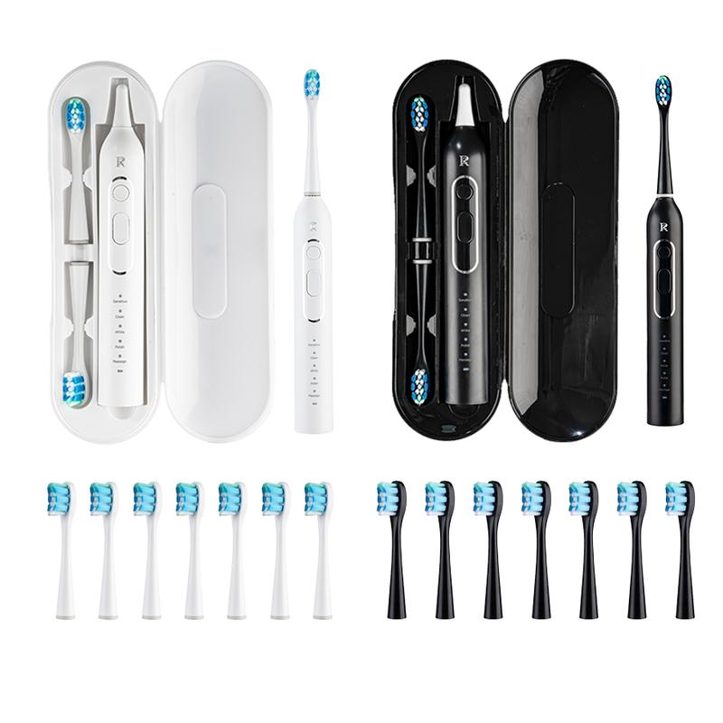 Electric toothbrush + 39000 times min + control vibration frequency + 5 brushing modes + 1 host & 8 3D brush heads + travel box + IPX7 waterproof + long battery life