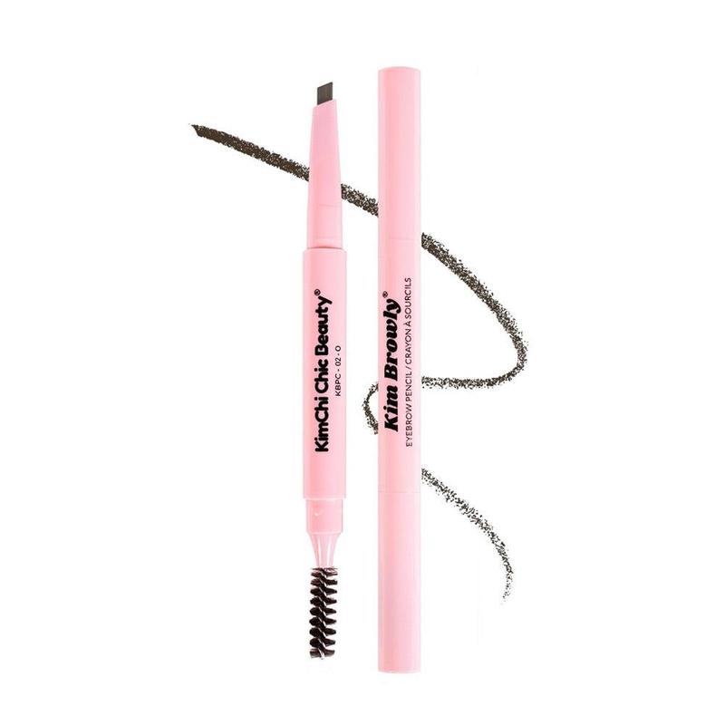 KimChi Chic Slim KimBROWly Mechanical Eyebrow Pencil with Spoolie, Soft Black Color, Cosmetic Makeup, 0.3g