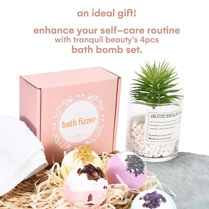 BathBomb_Mandarin by TranquilBeauty - Bath Bomb for Adults, Women, and Kids - Relaxing Treats and Spa-Grade Ingredients - Multicolor Set of 4 Relaxing Bath Bombs, Shower fizzies