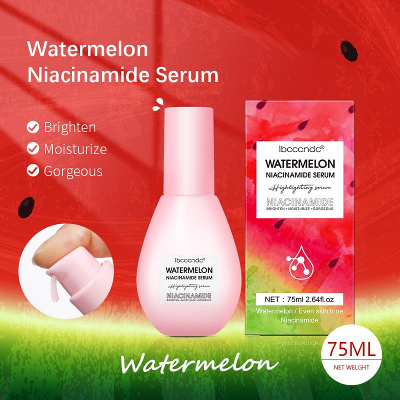 Watermelon Niacinamide Moisturize Serum for Face Skin Care, Hydrating & Brighten with Hyaluronic Acid, Glycerin and Vitamin E, Lightweight Facial Serum & Priming Liquid Highlighter(75ml)