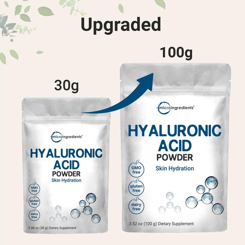 Micro Ingredients Hyaluronic Acid Powder 100g, DIY Facial Serum, Skin Hydration Care Formula Skincare Daily