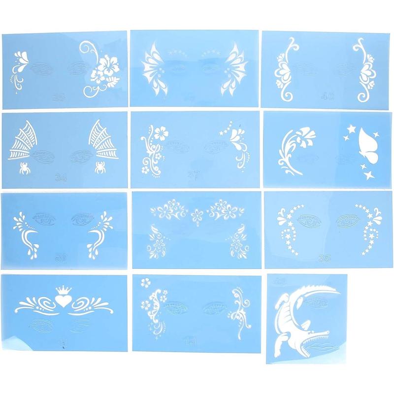 Face Paint Stencils, 12Pcs Reusable PET Face Painting Template Halloween DIY Facial Makeup Painting Stencils for Christmas Party Cosplay School Carnivals