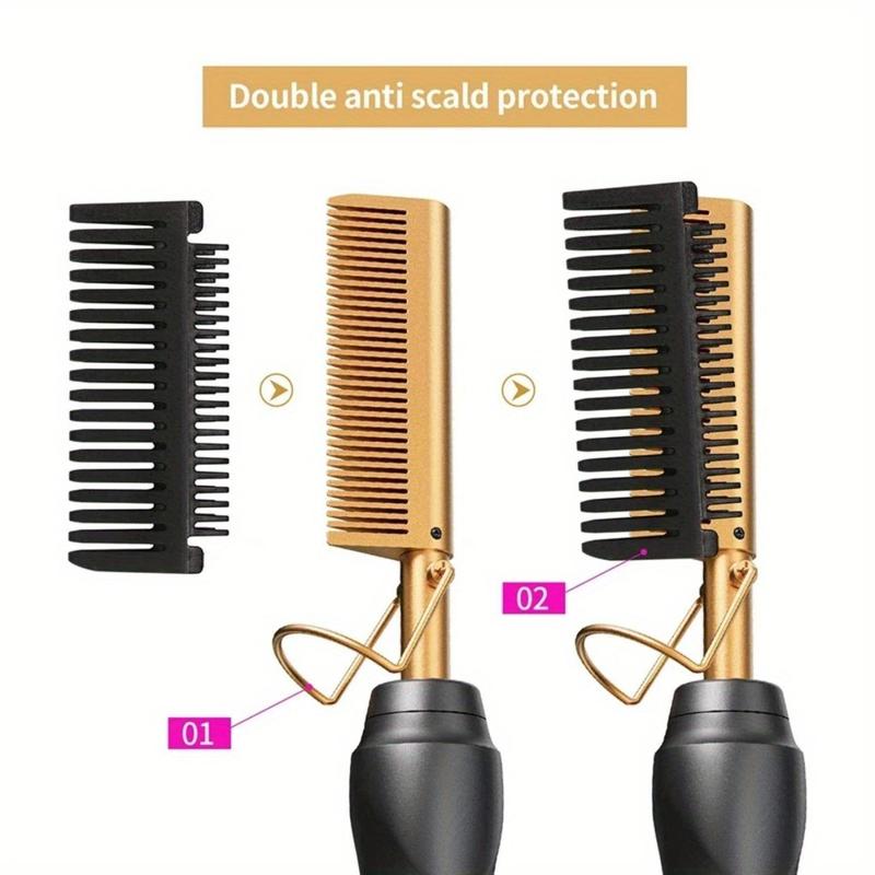 Adjustable temperature hair straightener anti-scalding heat press comb, ceramic electric fast heating hair straightening comb, three color options, Christmas gift