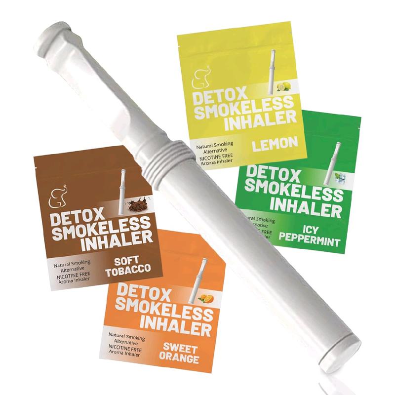 Detox Smokeless essential oil Air Aroma Inhaler PACK 4 FLAVORS- Natural  Alternative 30 Days 12 Sticks- | Oral Fixation - Quit