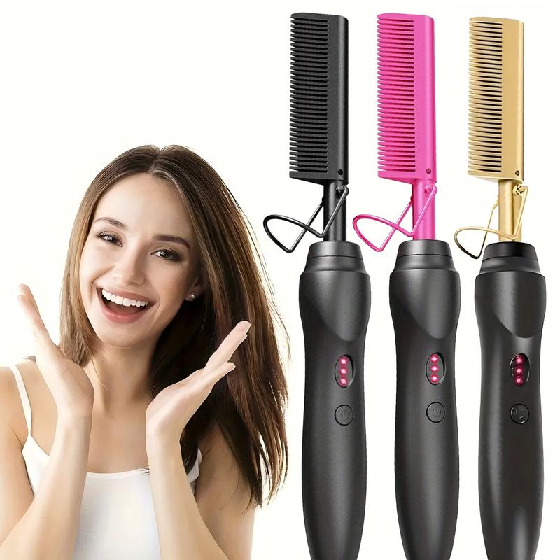 Adjustable temperature hair straightener anti-scalding heat press comb, ceramic electric fast heating hair straightening comb, three color options, Christmas gift