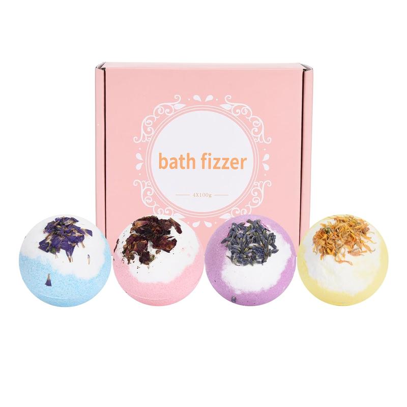 BathBomb_Mandarin by TranquilBeauty - Bath Bomb for Adults, Women, and Kids - Relaxing Treats and Spa-Grade Ingredients - Multicolor Set of 4 Relaxing Bath Bombs, Shower fizzies