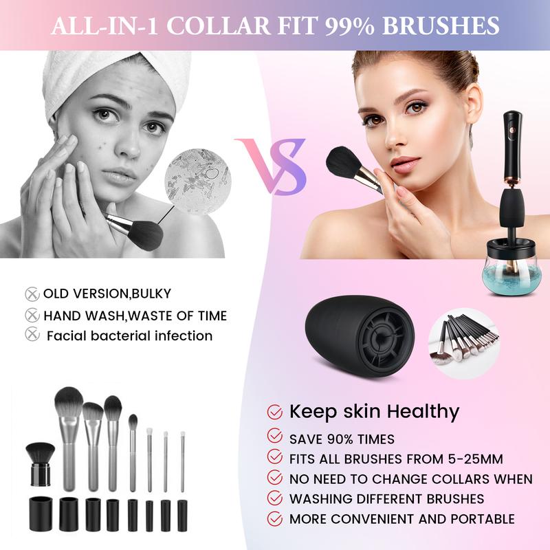 Electronic Makeup Brush Cleaner Machine, Quick Wash & Dry Makeup Brush Cleaner Tools, 3 Adjustable Speeds, Travel Portable Automatic Brushes Cleaner Cleanser Machine Cleansing Cosmetic