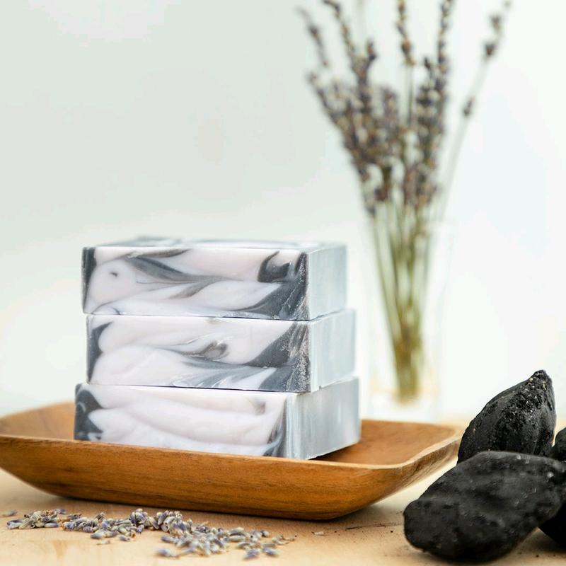 Lavender and Charcoal Soap Body Care Body Wash Moisture Moisturizer Coconut Cocoa Long Lasting Blend Olive Soothing Comfort Soaps By Lela