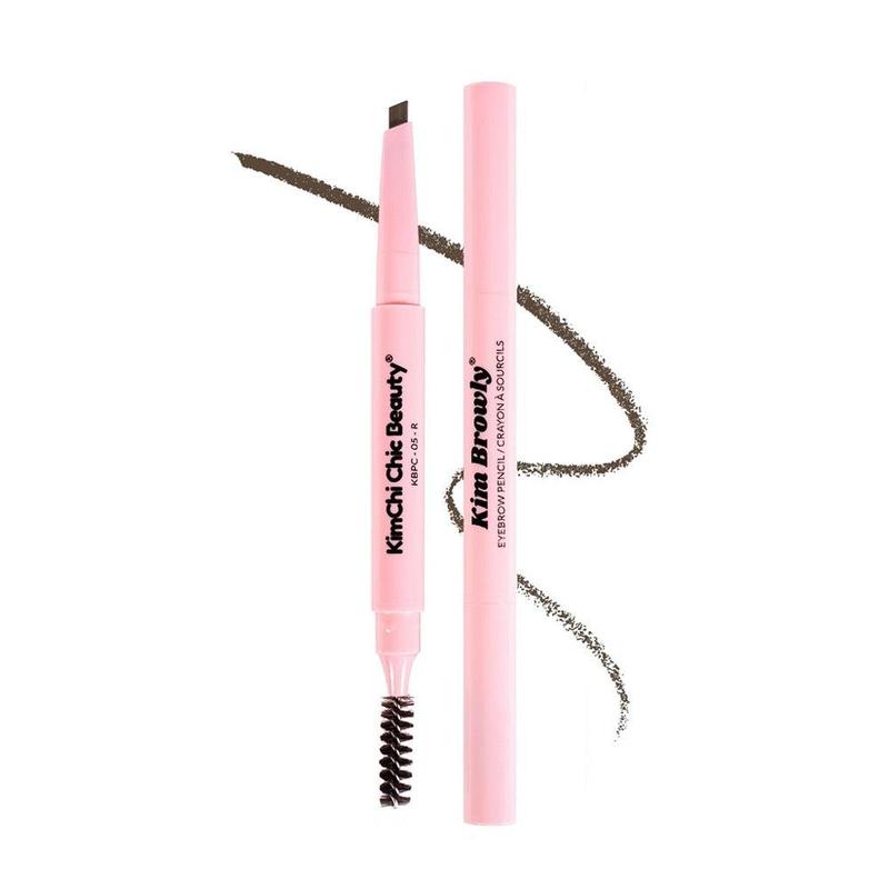 KimChi Chic Slim KimBROWly Mechanical Eyebrow Pencil with Spoolie, Soft Black Color, Cosmetic Makeup, 0.3g