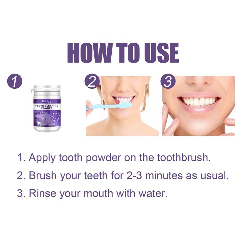 Tooth Powder - Purple Teeth Cleaning Powder, Natural Pearl Probiotic Tooth Powder, Teeth Whitening Mint Powder for Fresh Breath Instant Teeth Whitening Powder