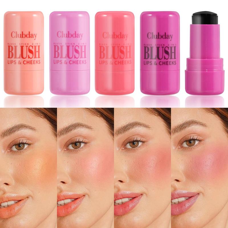 Long Lasting Blush Sticks, 4 Counts set Natural Look Blushes For Daily Makeup, Lightweight Soft Color Shadows, For All Skins