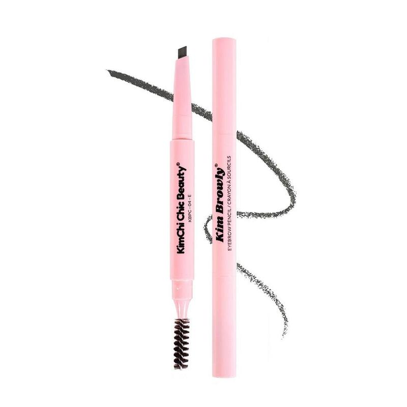 KimChi Chic Slim KimBROWly Mechanical Eyebrow Pencil with Spoolie, Soft Black Color, Cosmetic Makeup, 0.3g