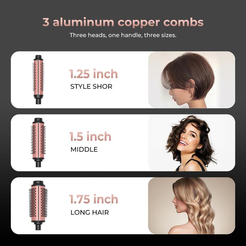 3 in 1 Thermal Round Brush, 1 Box Negative Ion Hot Thermal Brush for Curling and Volumizing, Professional Hair Styling Tool for Women & Girls