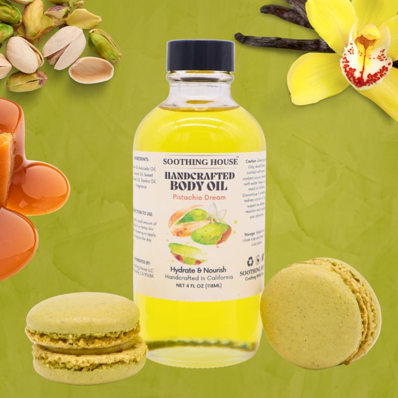 Handcrafted Pistachio Dream Body Oil for Moisturization, Smooth Skin, Glowing Skin, and Soften Skin Hydrating Body Care Moisture Nourishing Radiant Moisturizer Moisturizing Moisturize  Comfort Blend Silky Aroma Scent