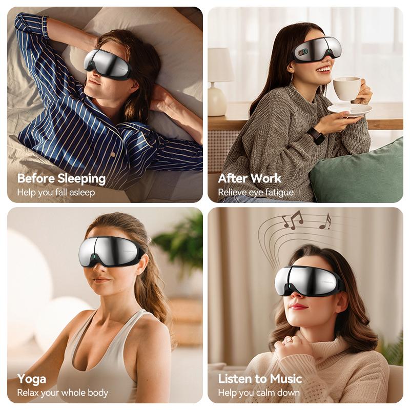 Deerma Eye Massager,Eye Hollow Visual Design,Eye Mask With Heat Compression  Music For Relax Eye,Improve Sleep,Gifts Idea