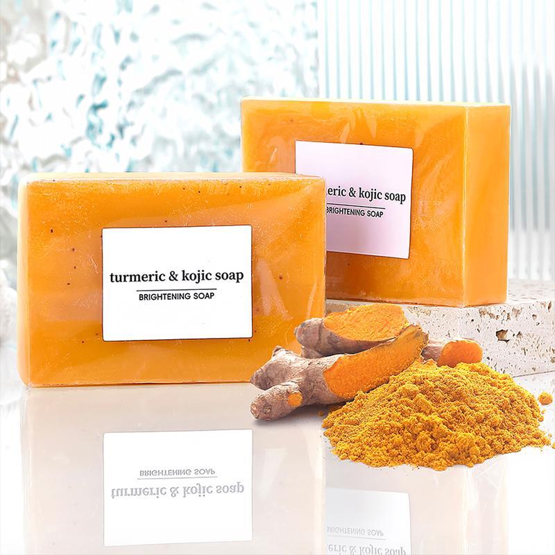 HandMade Brightening soap With LemonTurmeric & Kojic Acid for Men andWomen,Rich foam,smells like lemonturmeric,Suitable for washing face, Cleansing the skin