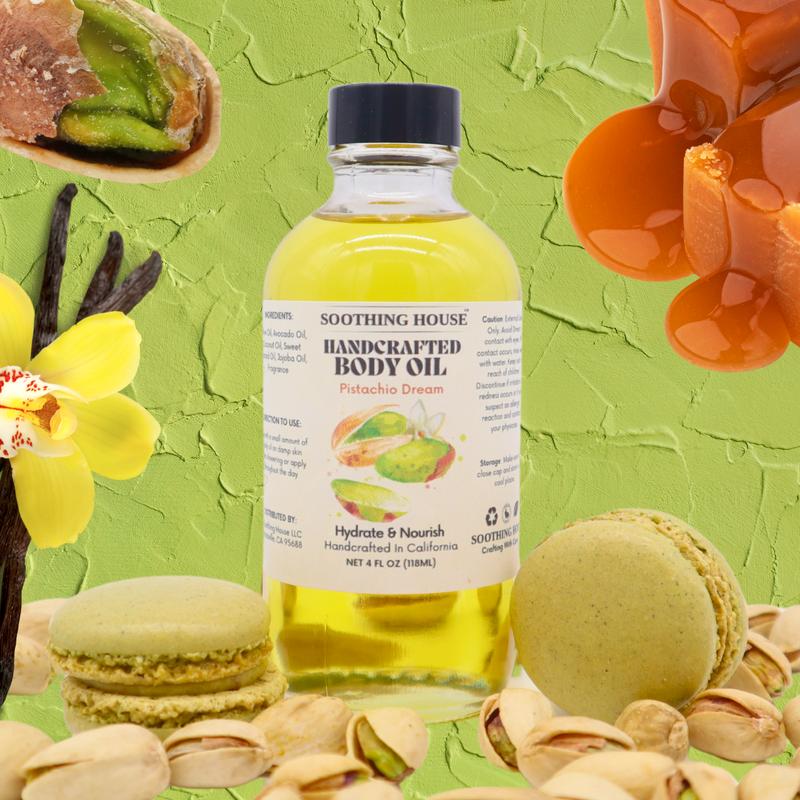 Handcrafted Pistachio Dream Body Oil for Moisturization, Smooth Skin, Glowing Skin, and Soften Skin Hydrating Body Care Moisture Nourishing Radiant Moisturizer Moisturizing Moisturize  Comfort Blend Silky Aroma Scent