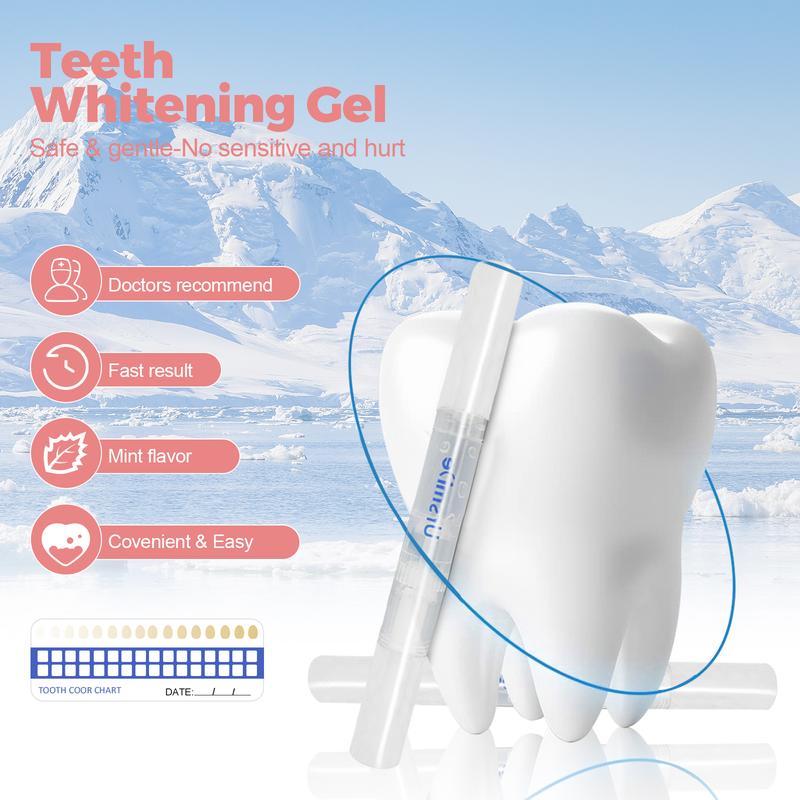 Ursmilekit Oral Teeth Brightening Kit, 16 LED Lights and 3 Gels, Portable USB Rechargeable teeth Brighten with Touch Controls, Christmas Gift