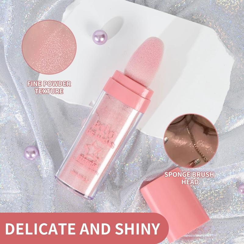 HANDAIYAN Polvo De Hadas Fairy Dust Highlight Patting Powder  Contouring and Clavicle Pearlescent Patting Powder for Face and Eye, Halloween Sparkling Body Glitter Powder Natural Three-Dimensional Face Blusher Fairy Highlight Patting Powder Bronzer Makeup