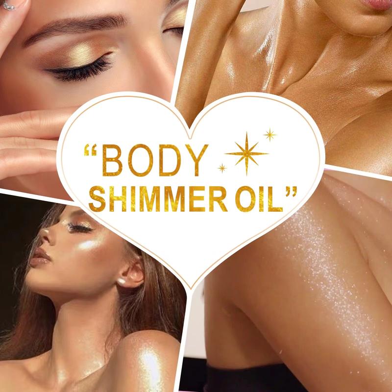 ikzee 100ml Summer Body Shimmer Oil, 4 Pcs Face&Body Makeup Oil For Women &Girls