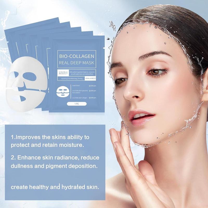 Collagen Real Deep Mask, 4 Counts box Moisturizing & Hydrating Facial Mask, Improves Skin Elasticity, Face Mask for Women, Skin Care Product for Women