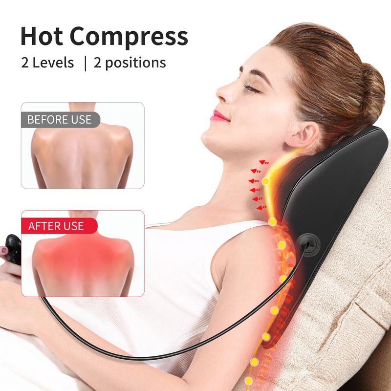 Boriwat Back Massager with Heat, Massagers for Neck and Back, 3D Kneading Massage Pillow for Back, Neck, Shoulder, Leg Pain Relief, Gifts for Father Day