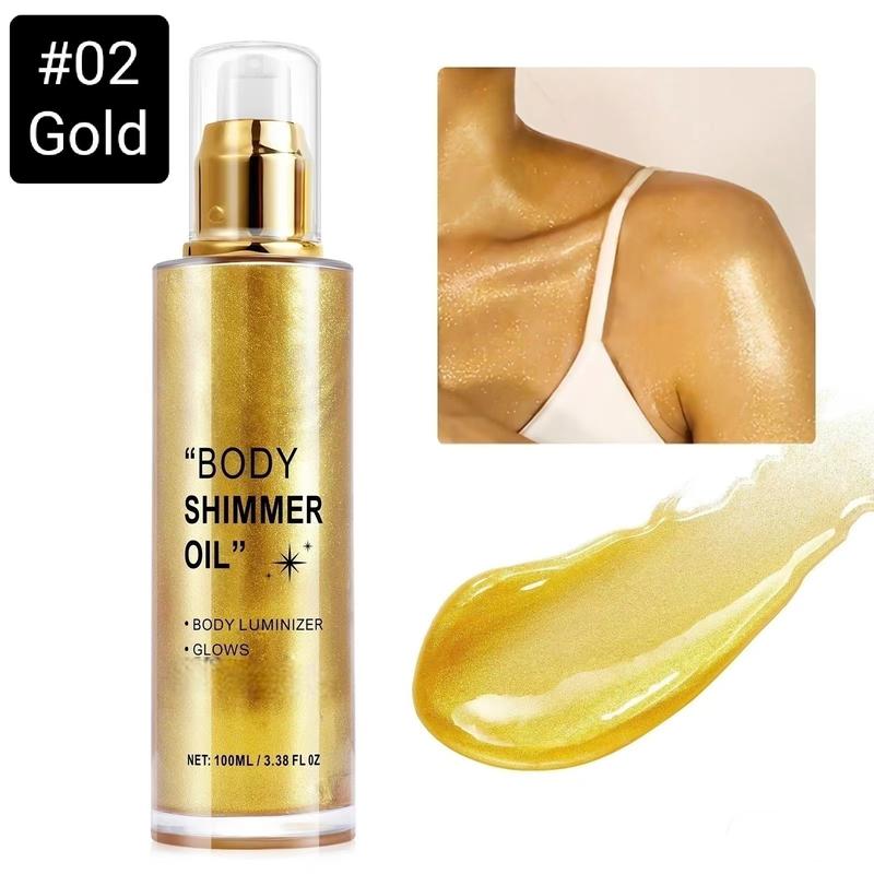 ikzee 100ml Summer Body Shimmer Oil, 4 Pcs Face&Body Makeup Oil For Women &Girls