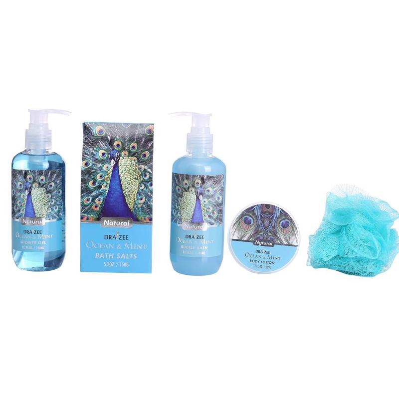 Draizee Spa Gift Basket for Women with Refreshing “Ocean Mint” Fragrance, Luxury Skin Care Set Includes 100% Natural Shower Gel, Bubble Bath, Body Lotion, Bath Salt and Much More – No.1 Best Gift for Mom, Wife, Girlfriend, Gift for Mother's Day, Christmas