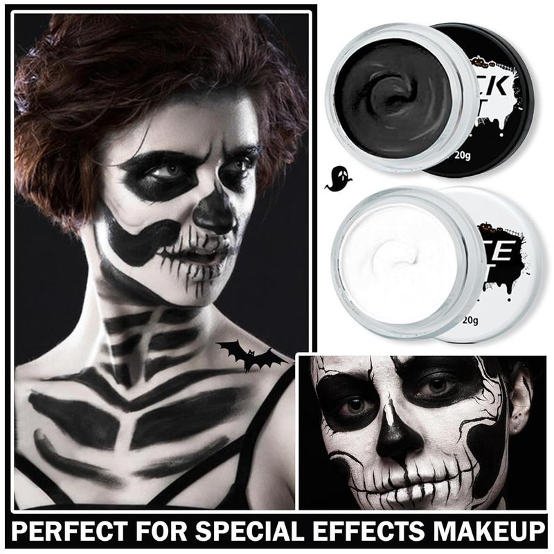 Black and White Face Painting Kit Body and Face Painting Kit for Halloween Special Effects SFX Clown Skeleton Cosplay Makeup Kit