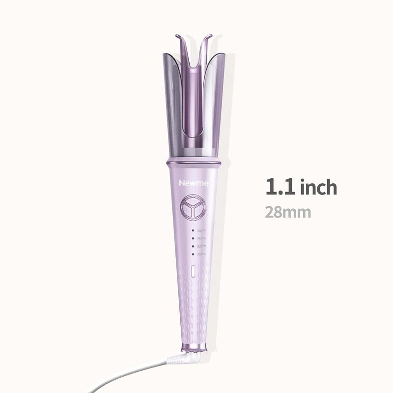 Newme Purple Ice Cream Curling Iron: 1.1 (28mm) inch Auto Curler for Beach Waves, with Fast Heat-up - Negative Generator, Anti-Scald Function, Professional Safety Curler, Ice Cream Cone Culer, Adjustable Temp & Timer Reminder, rizador