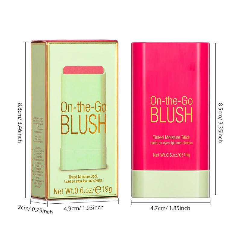 Blush Stick-cream makeup blush stick, solid moisturizing blush stick, natural blendable waterproof Korean matte long-lasting smooth blush (#02 fiery red)