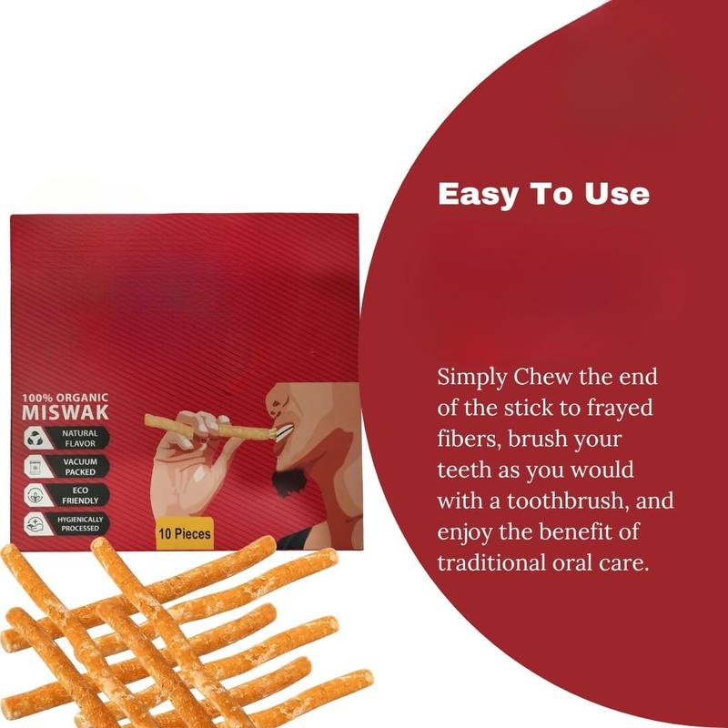 Sticks for Teeth Natural Toothbrush Organic مسواك Vegan and Cruelty Free Vacuum Sealed (Pack of 10)