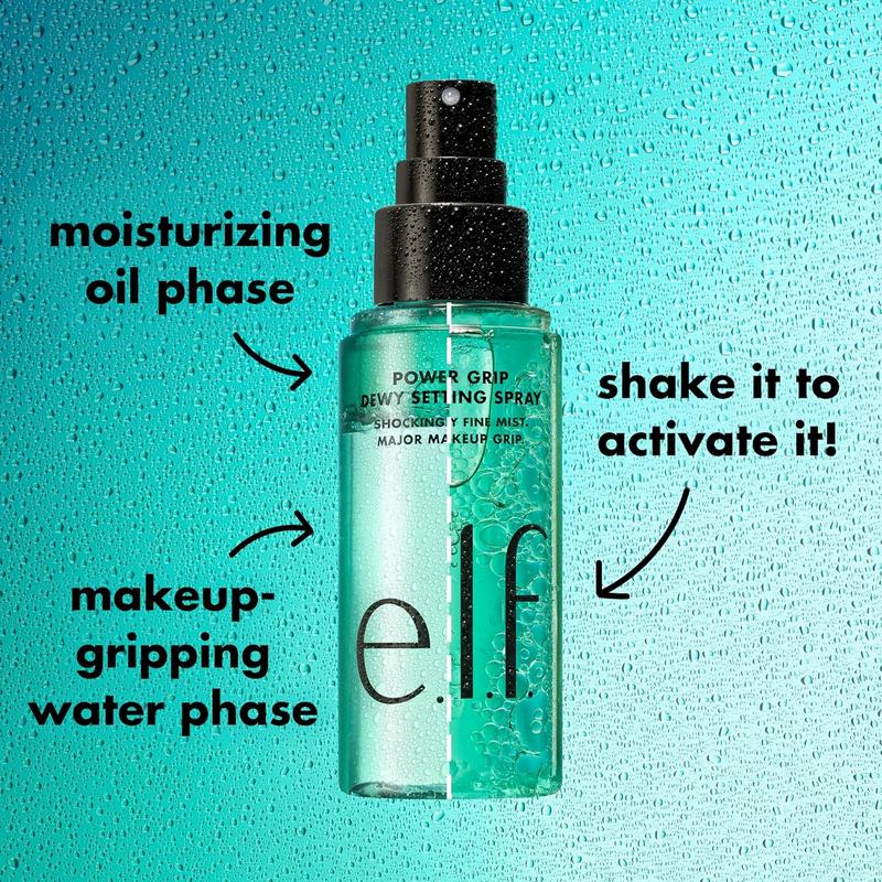 e.l.f. Power Grip Dewy Setting Spray, Ultra Fine Mist Made With Hyaluronic Acid, Grips Makeup For A Hydrated, Dewy Finish, Vegan & Cruelty-Free