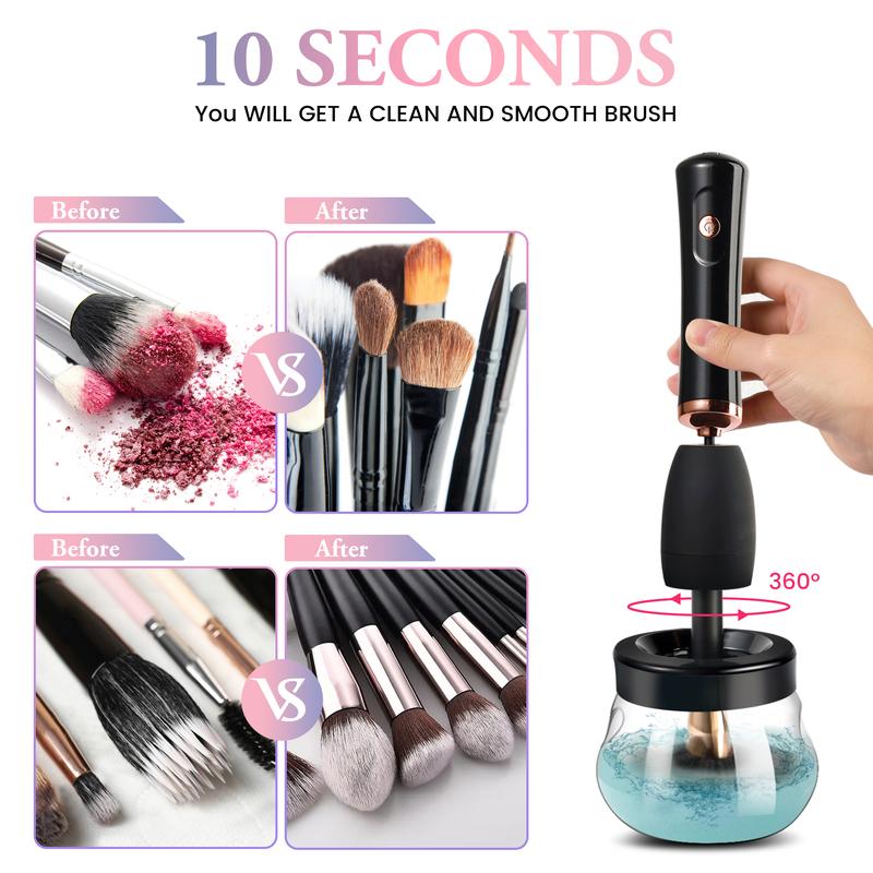 Electronic Makeup Brush Cleaner Machine, Quick Wash & Dry Makeup Brush Cleaner Tools, 3 Adjustable Speeds, Travel Portable Automatic Brushes Cleaner Cleanser Machine Cleansing Cosmetic