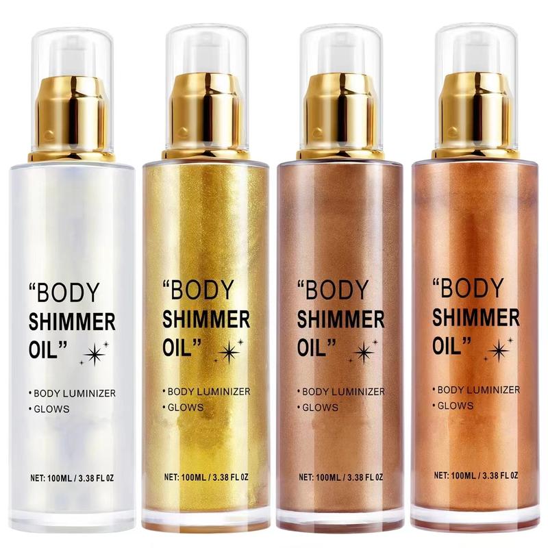 ikzee 100ml Summer Body Shimmer Oil, 4 Pcs Face&Body Makeup Oil For Women &Girls