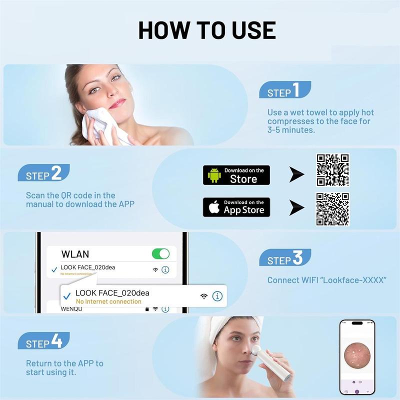 Visual Blackhead Vacuum Cleaner, Rechargeable Facial Cleansing Tool with Cleaner Suction & Silicone Probes, Pore Cleaner for Men & Women