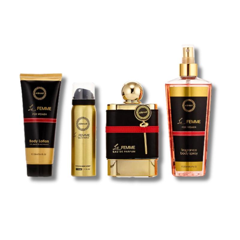 Armaf Le Femme 4-Piece Set For Women , (3.4 Oz Eau De Parfum + 3.4 Oz Body Lotion + 1.7 Oz Body Spray + 8.4 Oz Body Mist )