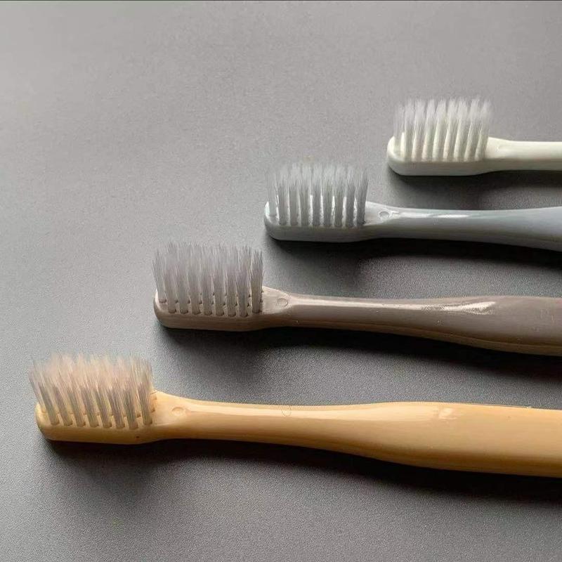 4pcs Reusable Toothbrush Set, Solid Color Toothbrush, Soft Bristle Teeth Cleaning Tool For Adults