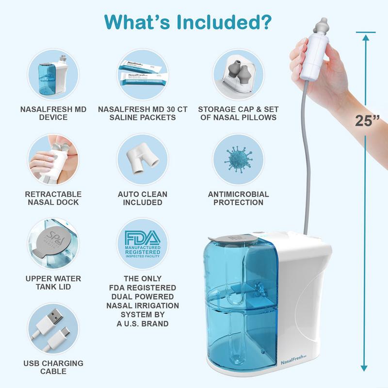 NasalFreshMD Powered Saline Nasal Irrigation System by Spa Sciences