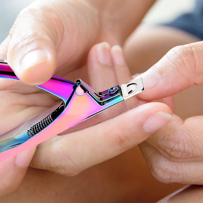 Professional Acrylic False Nail Clippers for Acrylic Nails Nail Tip Cutter Nail Manicure Tool (Rainbow) Nail Care Nail Art