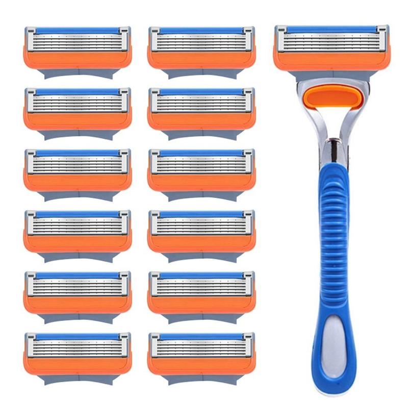 Shaving Razor Blades Set, Men's Razor Holder & 5-Layer Blades Set, Suitable for Leg, Arm, Armpit Hair Removal, Daily Face Care Supplies